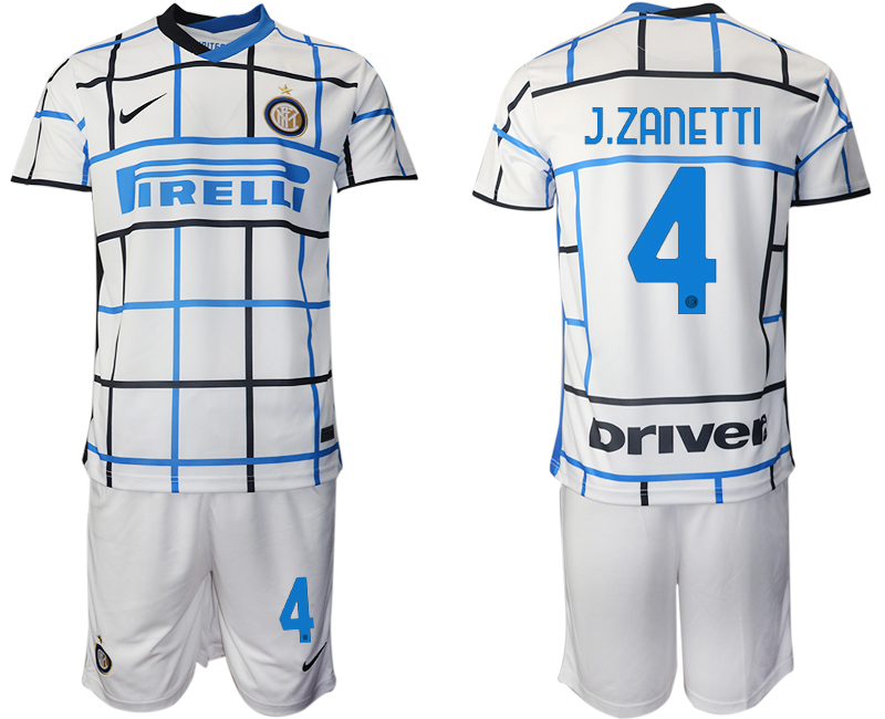 Men 2020-2021 club Inter milan away #4 white Soccer Jerseys